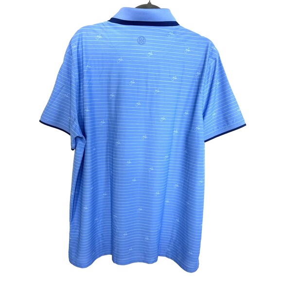G/FORE Script Stripe Banded Sleeve Tech Pique Golf Polo Men's Size XL Blue NEW - Picture 2 of 8